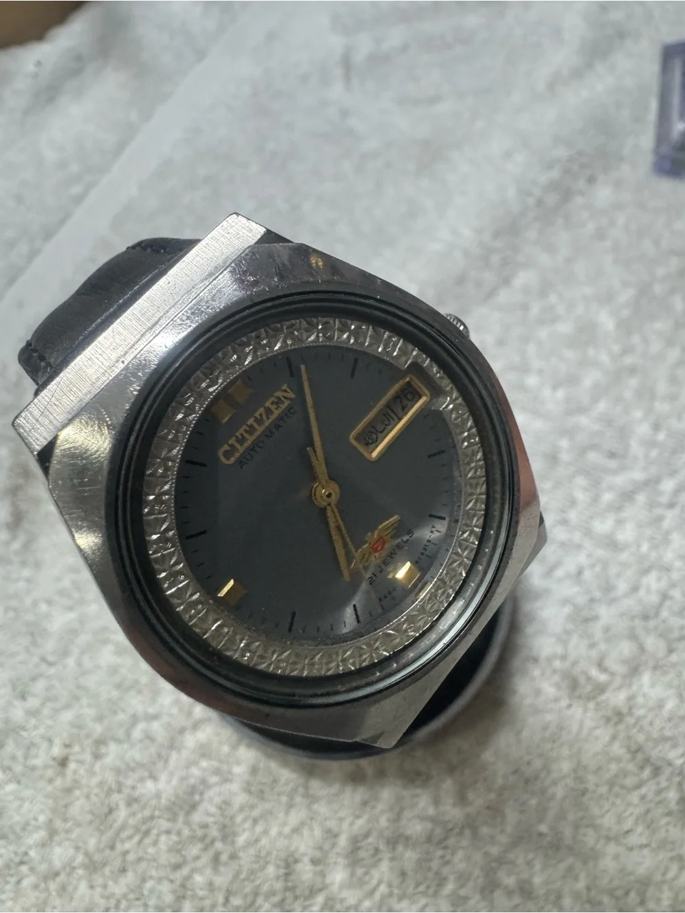 Citizen Silver and Grey Automatic Watch with Gold Accents